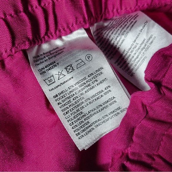 H&M Pink Barbie Linen Blend Wide Leg Pull On Pants Womans Medium - Picture 5 of 5